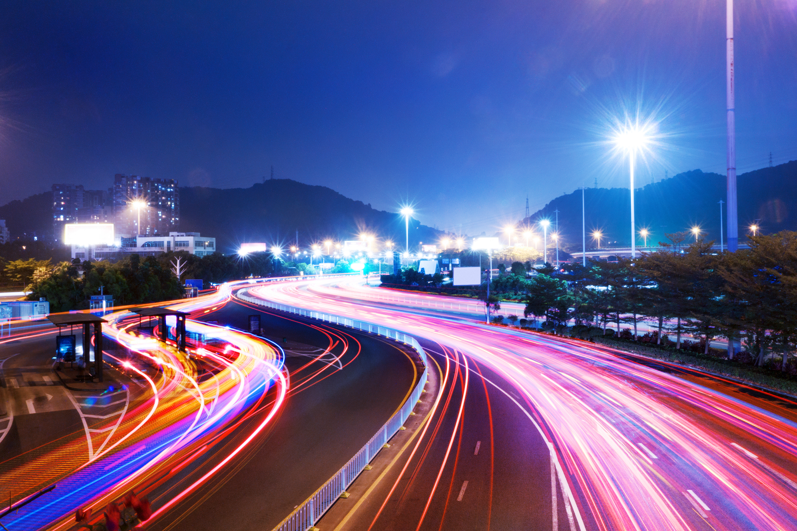 Long Exposure photography of city highway